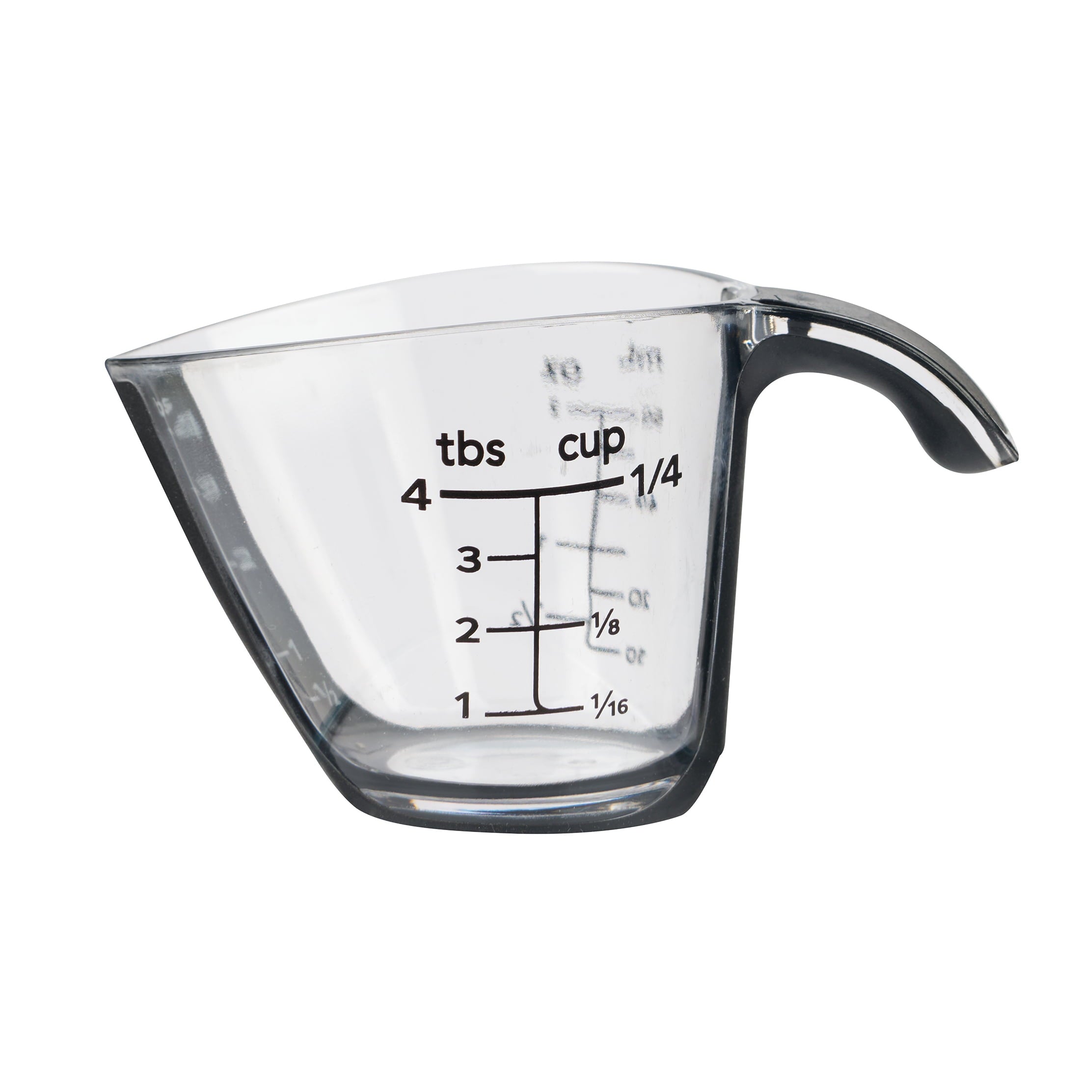 Ergonomic Manual 1/4C Plastic Mini Measuring Cup, Black/Transparent - Innovative Kitchen Helper for Modern Cooking - Default Title