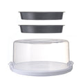 Ergonomic Manual 12 inch Clear Cake Carrier with 2pk 9 inch Gray Round Pans, Carbon Steel - Premium Stainless Steel Garlic Presser & Peeler - Default Title