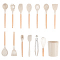 Premium Silicone 14pcs Cooking Utensil Set with Caddy - Premium Stainless Steel Cooking Utensil for Non-Stick Pots - Default Title