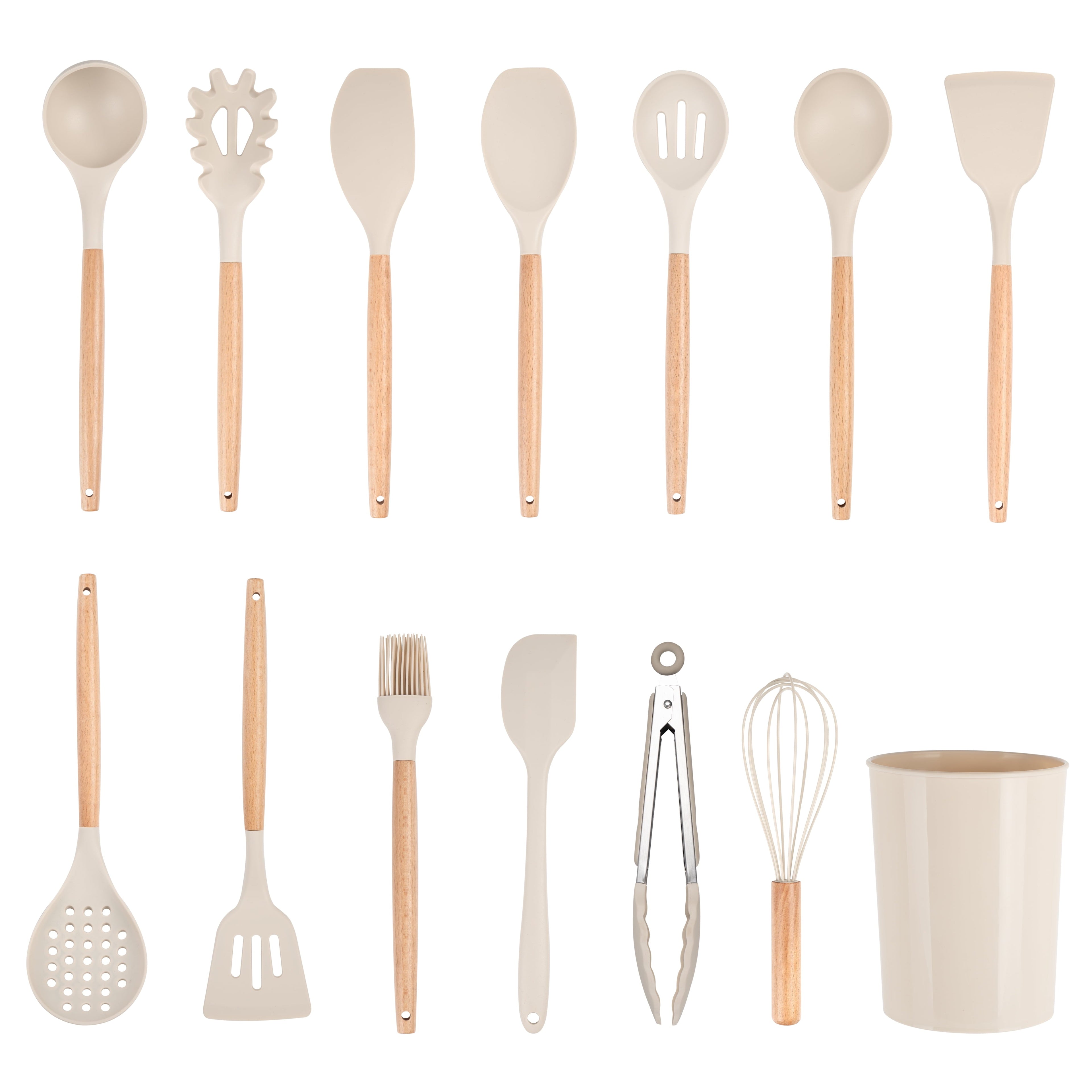 Premium Silicone 14pcs Cooking Utensil Set with Caddy - Premium Stainless Steel Cooking Utensil for Non-Stick Pots - Default Title