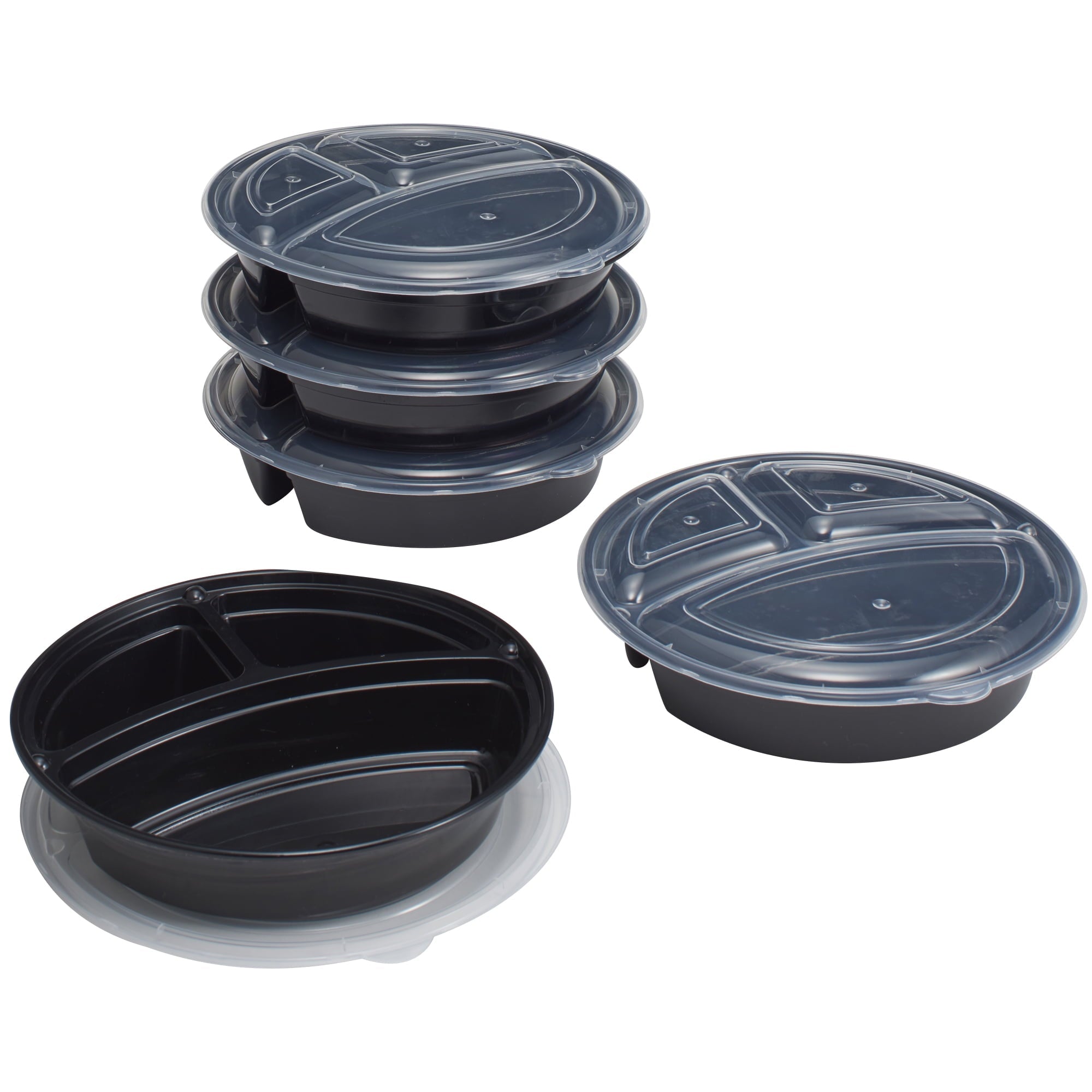 Whimsical Doughnut 5-Pack Round Meal Prep Containers with 3 Compartments and Lids, 1L, BPA-Free, Microwave & Dishwasher Safe, Made for F... - Playful Star & Heart Shaped Geometric NeeDoh - Default Title