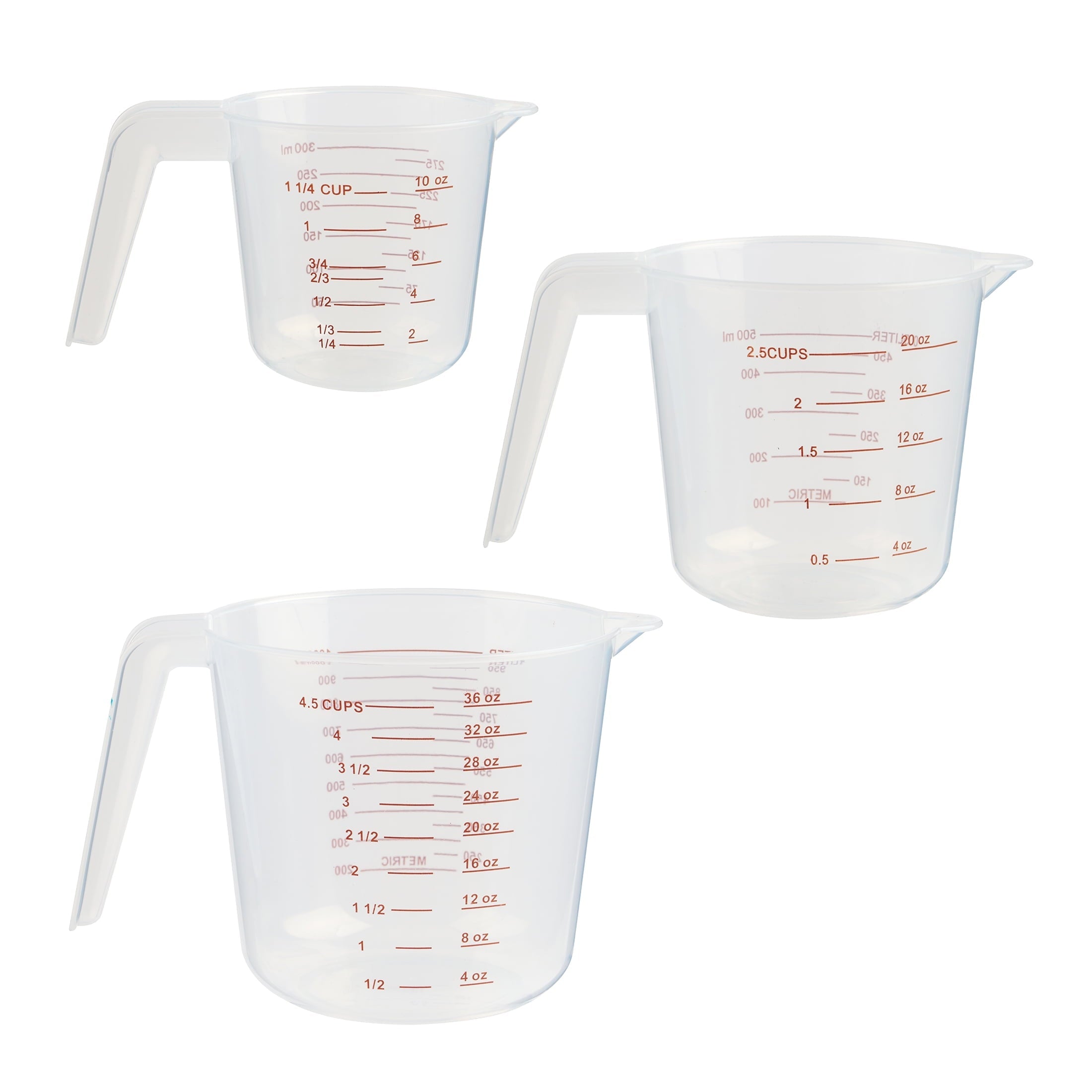 Innovative 3-Piece Tapered Spout Nesting Plastic Measuring Cups Set, Clear - Multi-Functional Manual Food Chopper & Slicer - Default Title