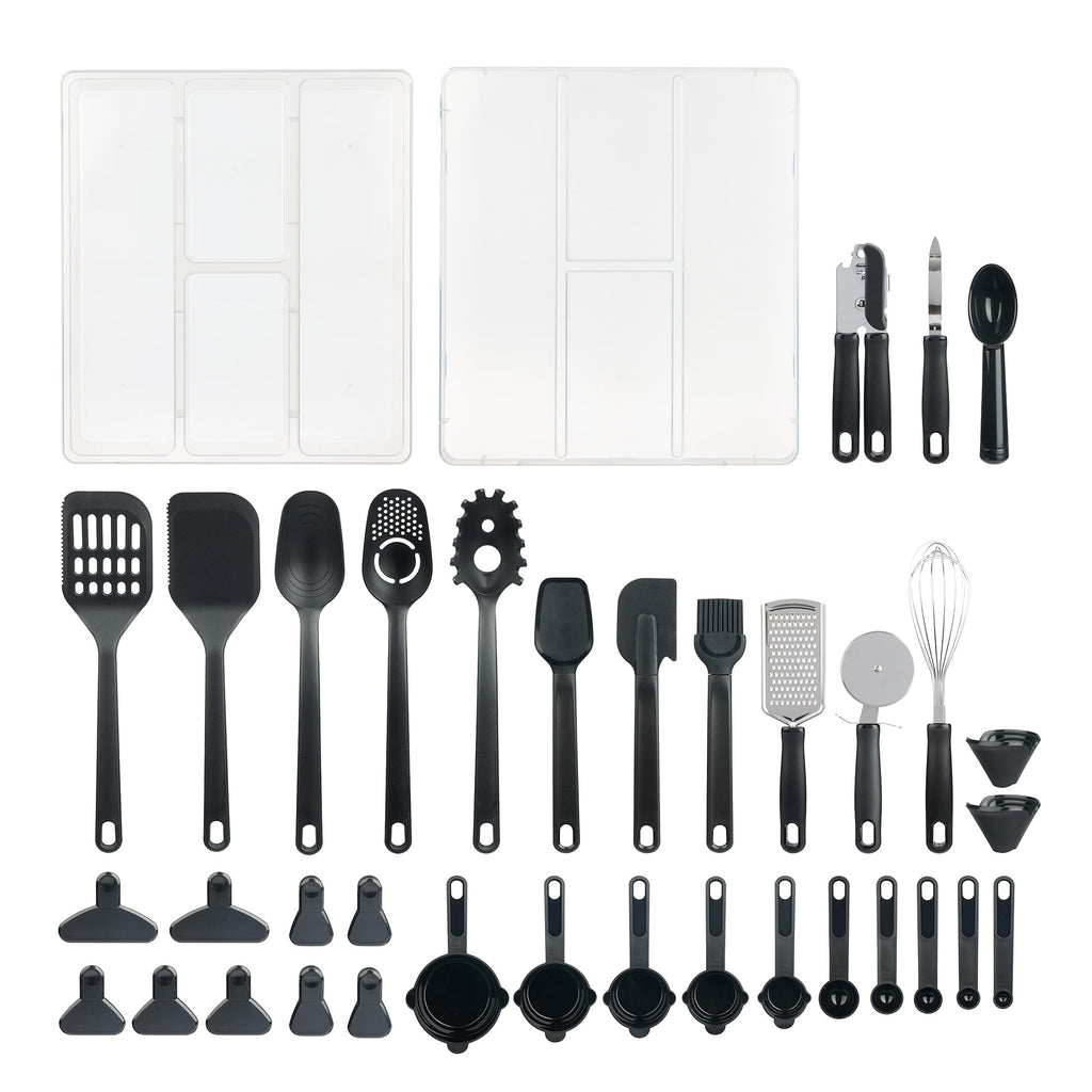 Heavy Duty 36 Piece Kitchen Gadget Set with Kitchen Cooking Utensils, and Drawer Organizer, Black - Multi-Purpose Hand Tool for Daily Meal Prep - Default Title