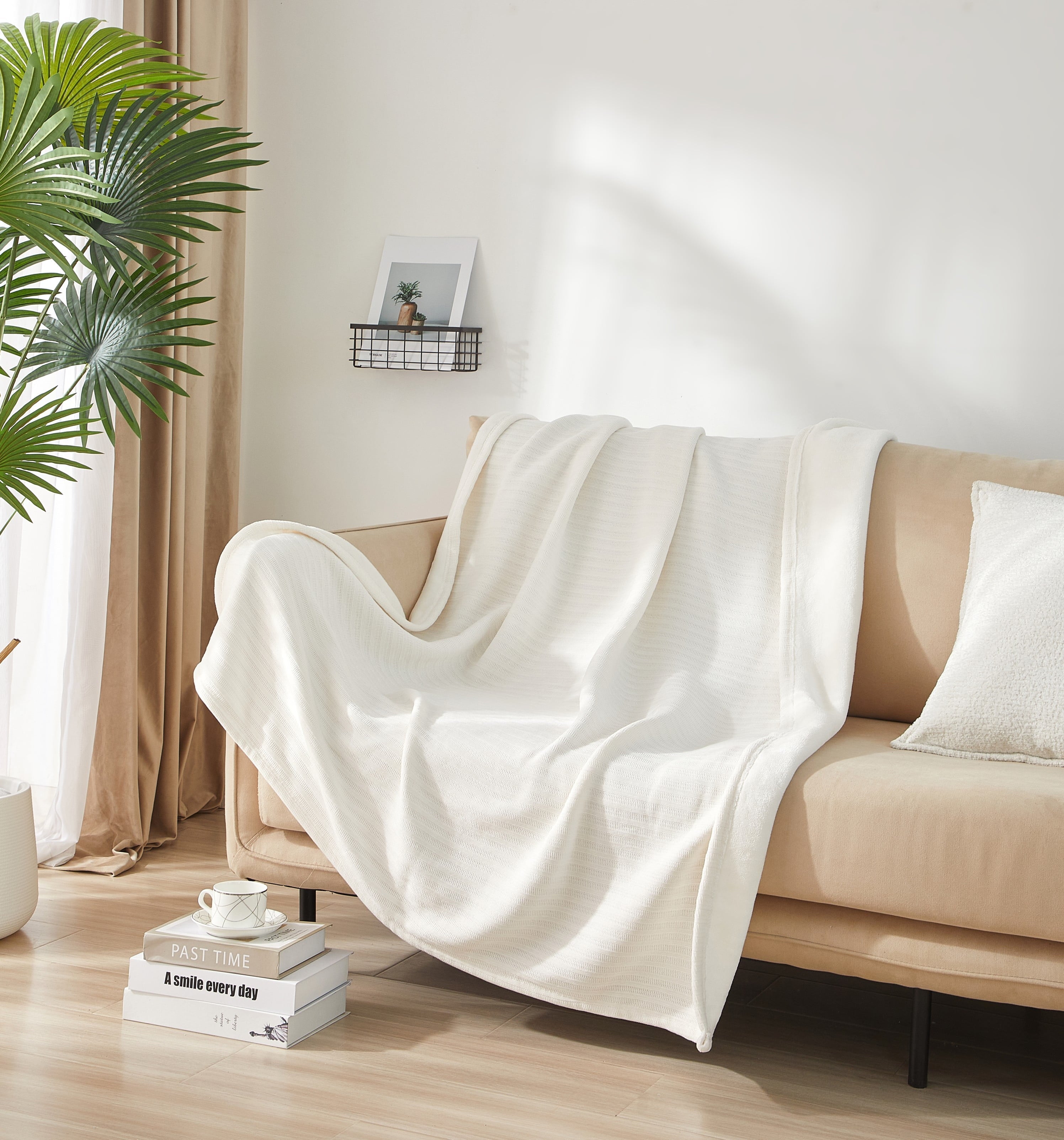 Lightweight Warm Cozy Chenille Reverse to Plush Soft Couch Throw, Vanilla Dream, Standard Size - Super Soft Reversible Sherpa Flannel Blanket - Default Title