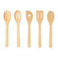 Heat-Resistant 5pk Bamboo Spoons for Cooking, Kitchen Essential Tools Set - Durable Turner & Ladle Utensil Set for Home Chefs - Default Title