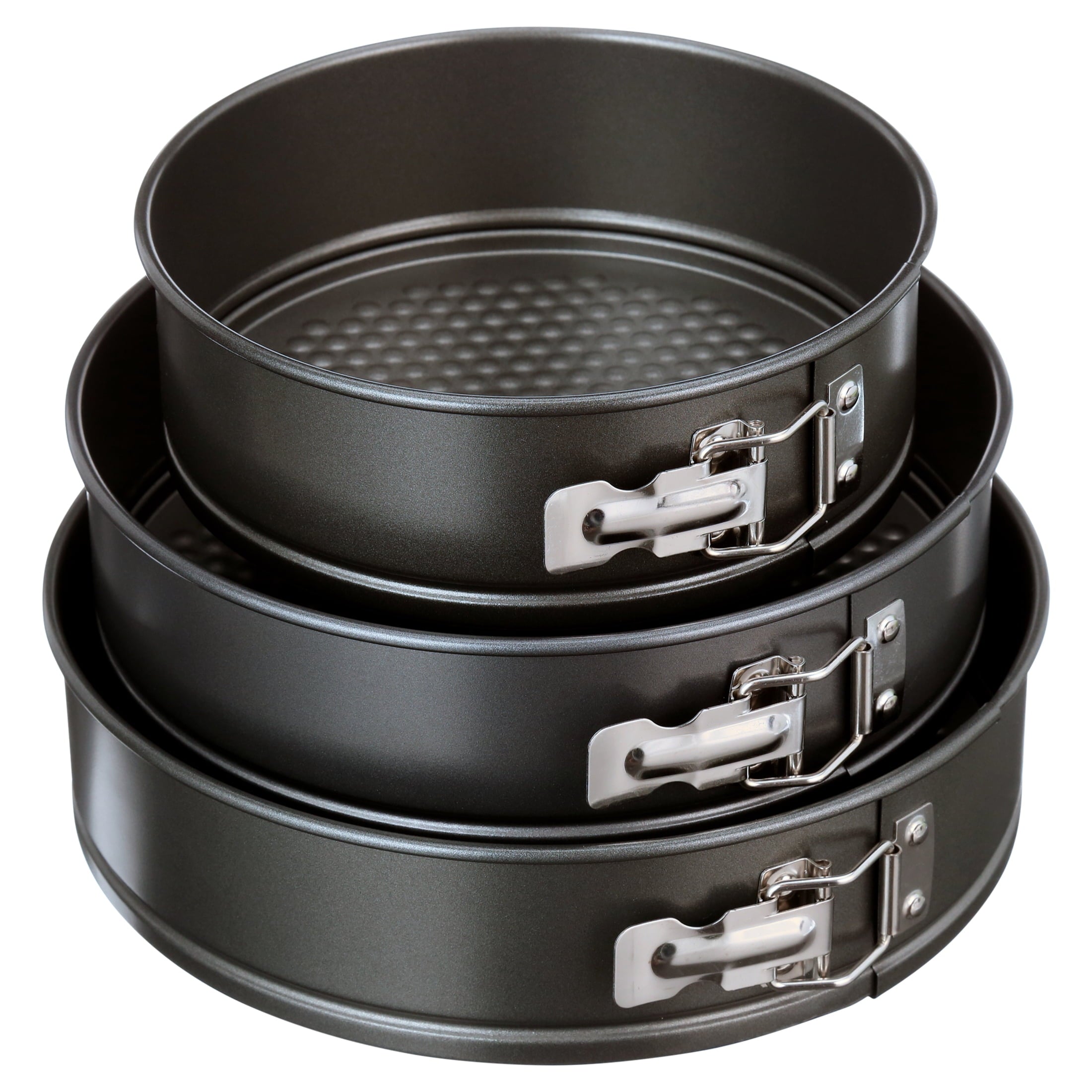 Innovative 8", 9", 10" Round Nonstick Carbon Steel Springform Cake Pans, Gray, Set of 3 - Multi-Functional Manual Food Chopper & Slicer - Default Title