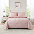 Hypoallergenic Cloud 7-Piece Reversible Bed in a Bag Comforter Set with Sheets, Pink, Queen - Luxurious Quilted Duvet Cover Set - Default Title