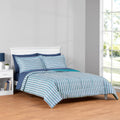 Heavyweight Warmth All in One Reversible Comforter and Sheet Set- 7 Piece, Queen, Blue Pinstripe - All-Season Down Alternative Comforter Insert - Default Title