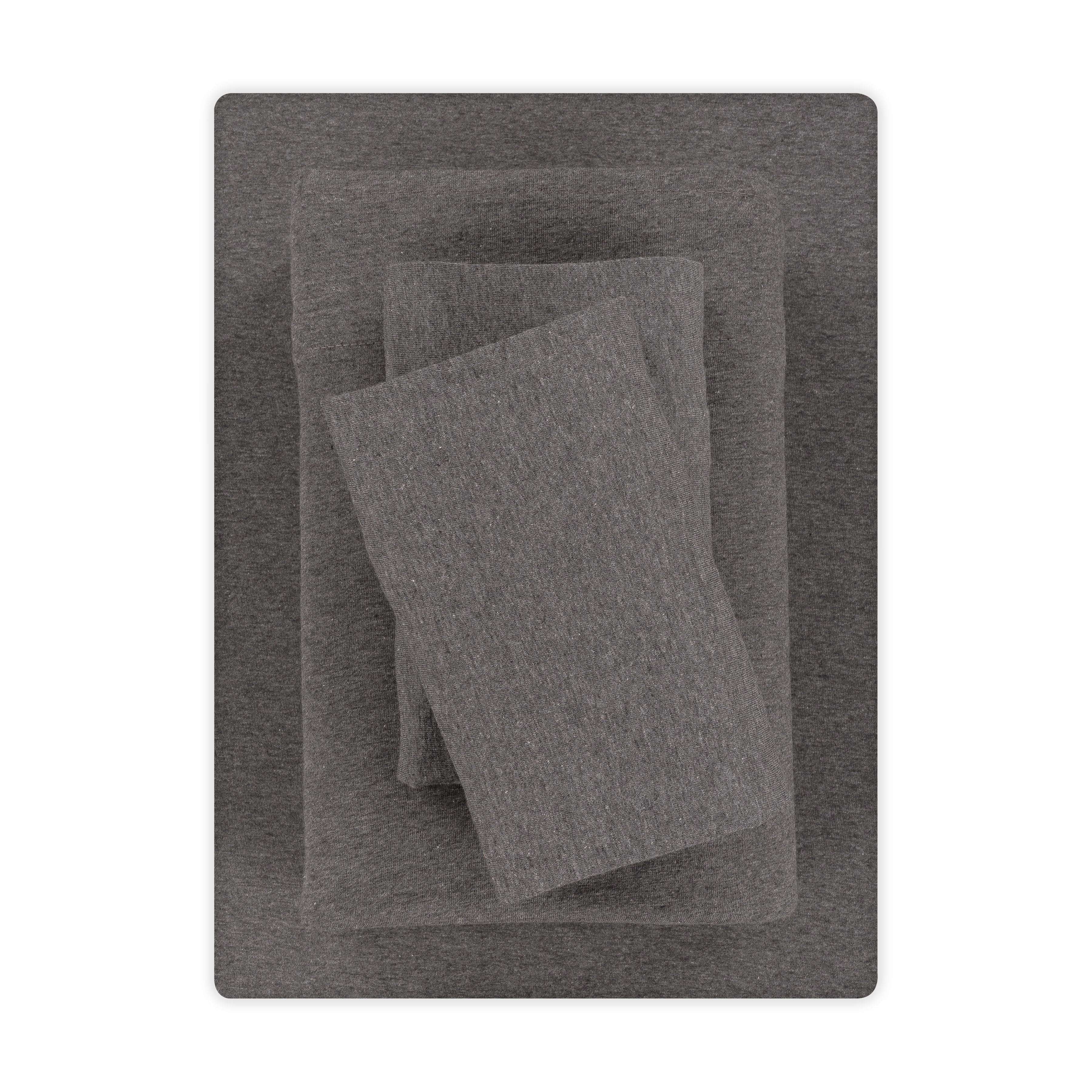 Breathable Luxury Cotton Rich Extra Soft Jersey Bed Sheet Set, Queen, Charcoal, 4 Pieces - Luxury Bed Sheet Set with Deep Pockets - Default Title