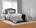 Heavyweight Warmth Floral Scallop 4-Piece White/Black Comforter Set, Twin/Twin XL - Luxurious Quilted Duvet Cover Set - Default Title