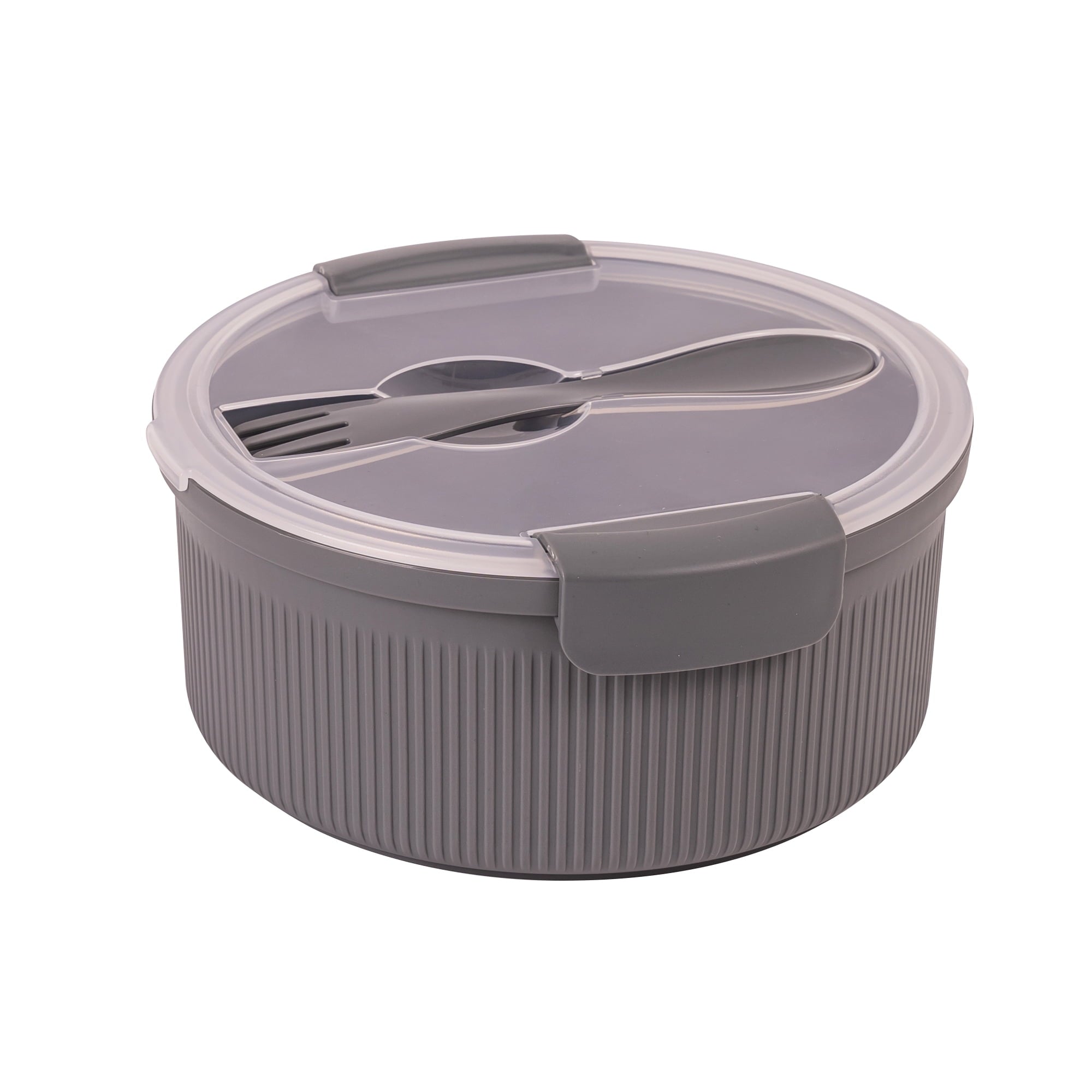 Fun Food Fidget Food Storage Bento Container, Round, Grey, 47oz Capacity, Ideal Use for Workday Meals and Travel - Playful Star & Heart Shaped Geometric NeeDoh - Default Title