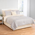 Heavyweight Warmth Soft Touch Bed in a Bag 11-Piece Reversible Tan & Black Striped Comforter Set with Sheets, Queen - Cloud-Like Soft Lightweight Bed Comforter - Default Title