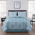 Heavyweight Warmth Teal Geometric 6 Piece Bed in a Bag Comforter Set with Sheets, Twin/Twin-XL - Cloud-Like Soft Lightweight Bed Comforter - Default Title