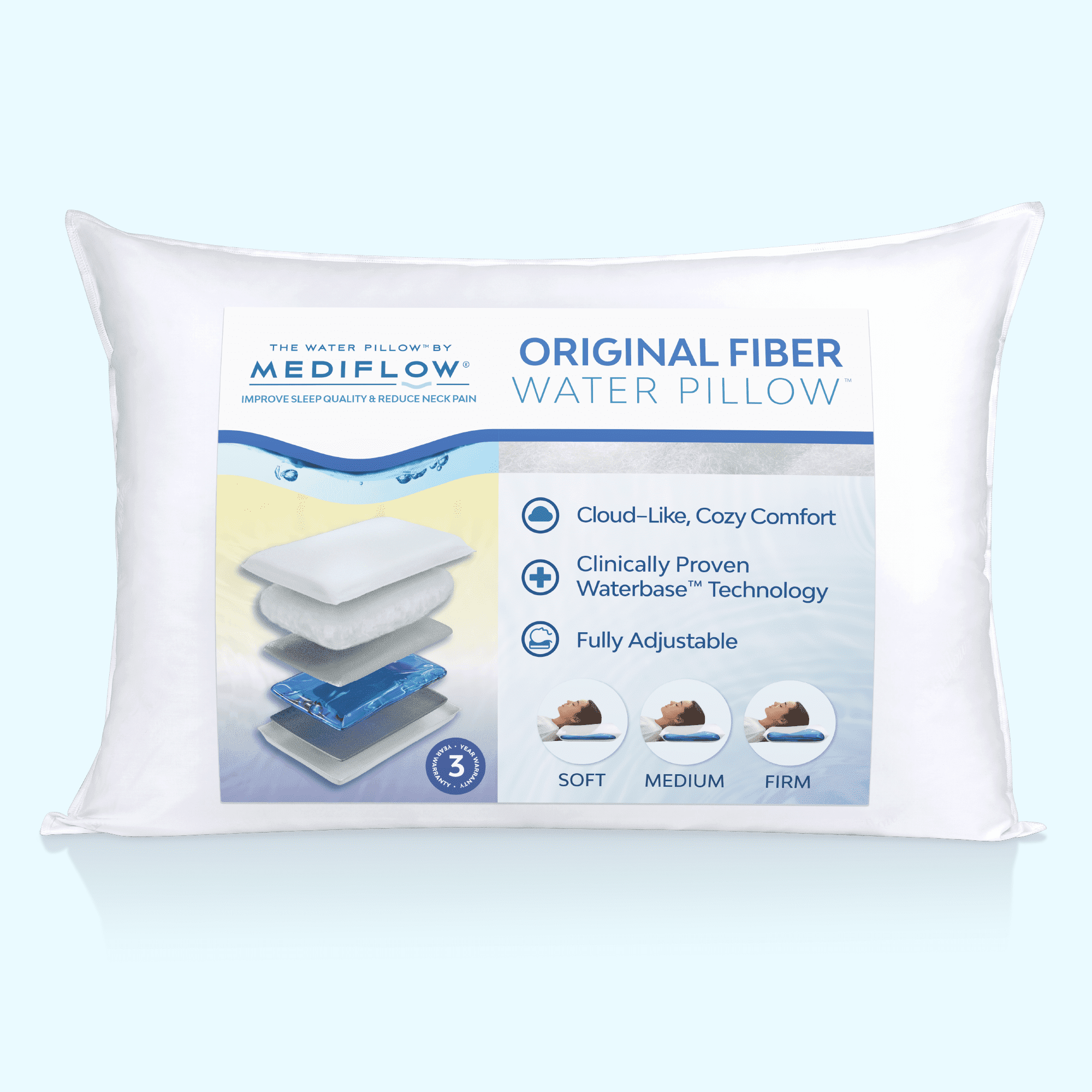 Decorative Plump Fiber Water Pillow: Adjustable Pillow for Neck Pain Relief, Pillow for Side, Back, and Stomach Sleepers, The Original... - Orthopedic Shredded Foam Bed Pillow Set - Default Title
