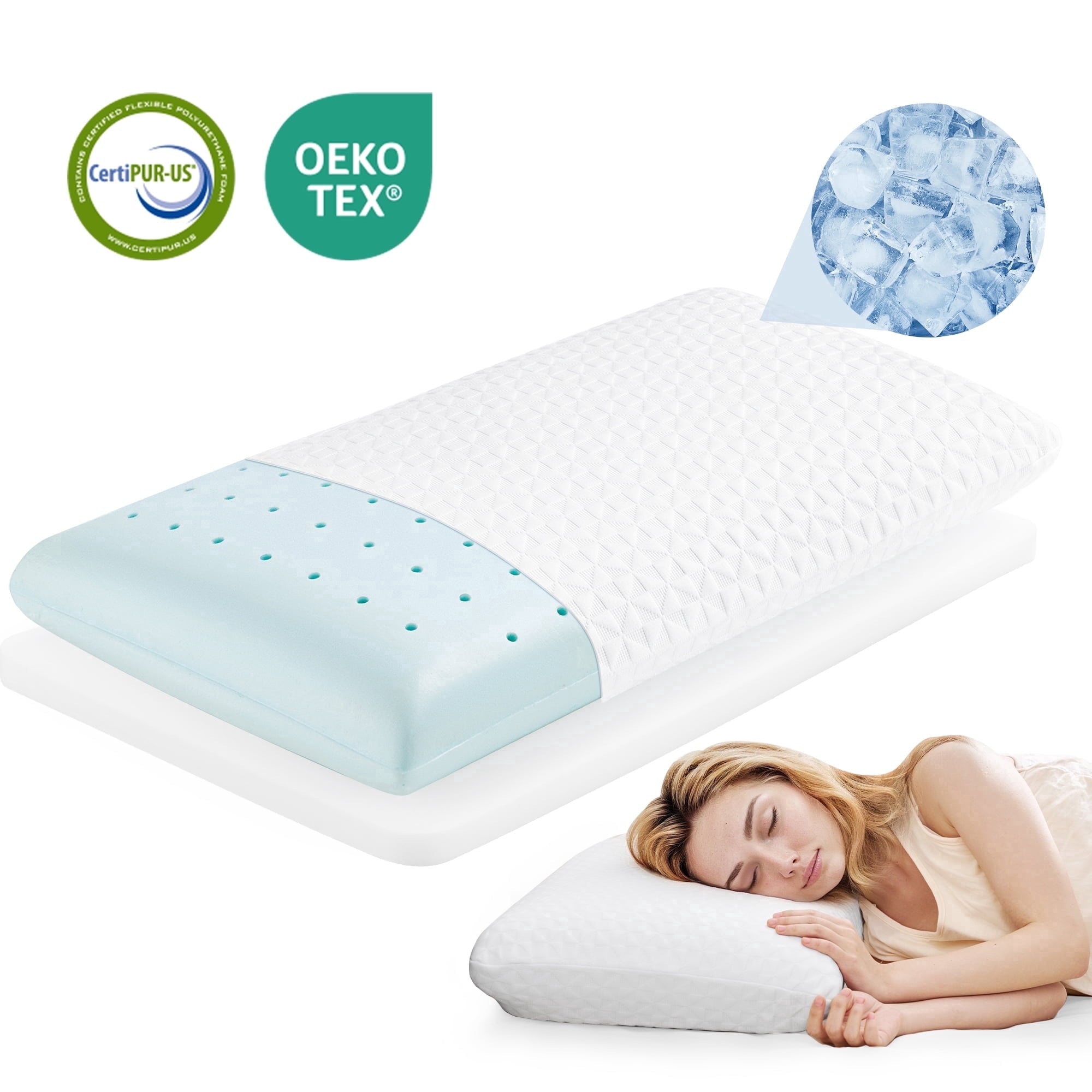 Orthopedic Support Gel Memory Foam Pillow for Bed, Adjustable Height Bed Pillow with 0.8" Removable Insert, Ergonomic Neck Support for S... - Orthopedic Shredded Foam Bed Pillow Set - Default Title