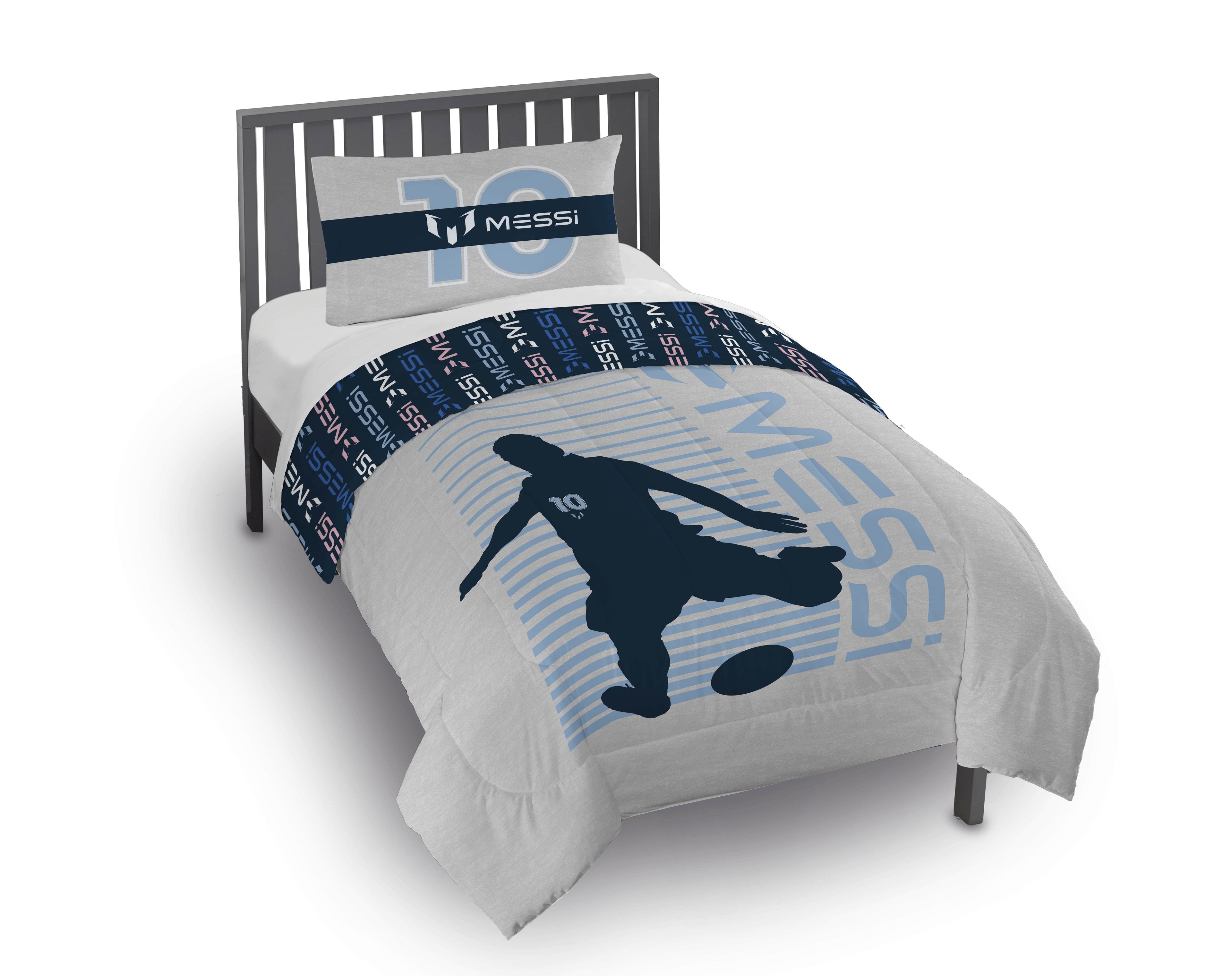 Fluffy Down Alternative Kids 2 Piece Grey Reversible Comforter and Pillowcase Set, Twin/Full - Cloud-Like Soft Lightweight Bed Comforter - Default Title