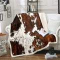Cozy Fleece Milk Cow Print Throw Blanket for Bed Chair,Black Brown Cowhide Fleece Blanket 50"x60",Farmhouse Rustic Animal Skin We... - Super Soft Reversible Sherpa Flannel Blanket - Default Title