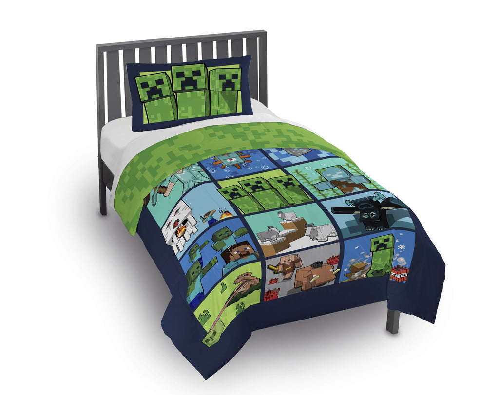 Heavyweight Warmth Kids 2 Piece Green Reversible Comforter and Pillowcase Bedding Set, Twin/Full - Luxurious Quilted Duvet Cover Set - Default Title