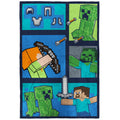 Cozy Fleece Minecraft Kids Twin/Full Blanket, 62 x 90, Microfiber, Green and Blue - Luxury Knitted Decorative Throw Blanket with Fringes - Default Title