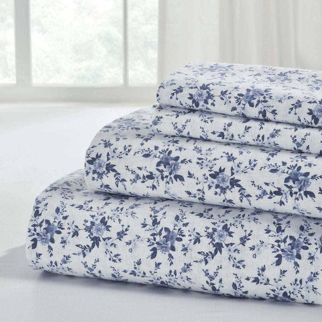 Breathable Luxury 3-Piece Brittany Printed Cotton Flannel Adult Bed Sheet Set, Twin - Luxury Bed Sheet Set with Deep Pockets - Default Title
