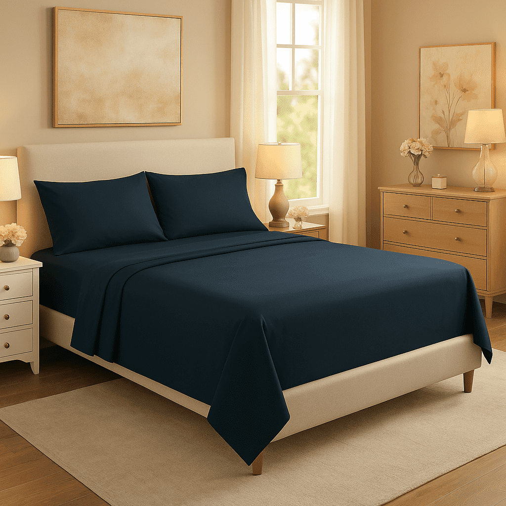 Breathable Luxury 3-Piece Twin Sheet Set, Ultra-Soft 800 Thread Count Microfiber, Deep Pocket, Twin, Blue Indigo - Luxury Bed Sheet Set with Deep Pockets - Default Title