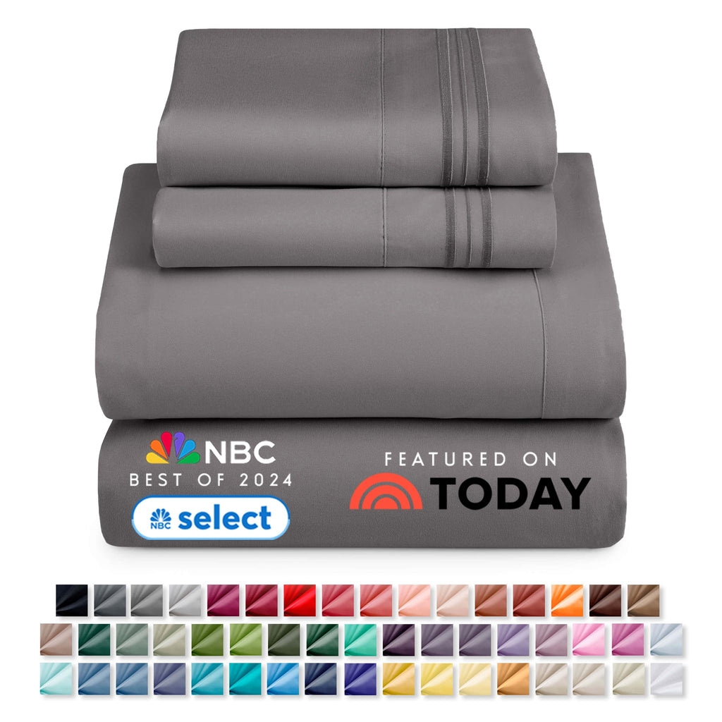 Premium Egyptian Cotton Sheet Sets, Deep Pocket 4 Piece, Luxury Soft Microfiber Bed Sheet Sets, GRAY - Luxury Bed Sheet Set with Deep Pockets - Default Title
