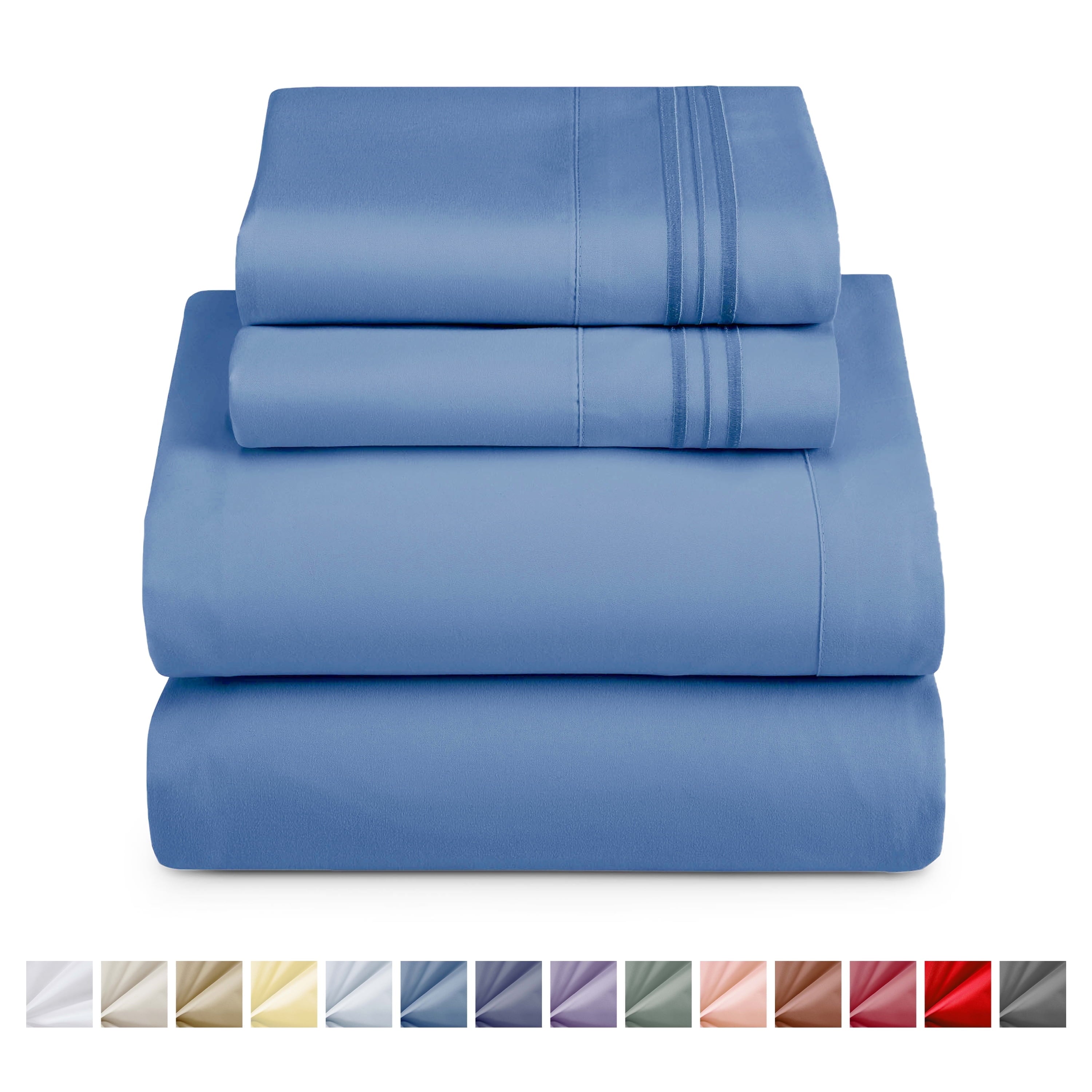 Breathable Luxury Split King Sheet Sets, Deep Pocket 5 Piece, Luxury Soft Microfiber Bed Sheet Sets, BLUE HEAVEN - Luxury Bed Sheet Set with Deep Pockets - Default Title