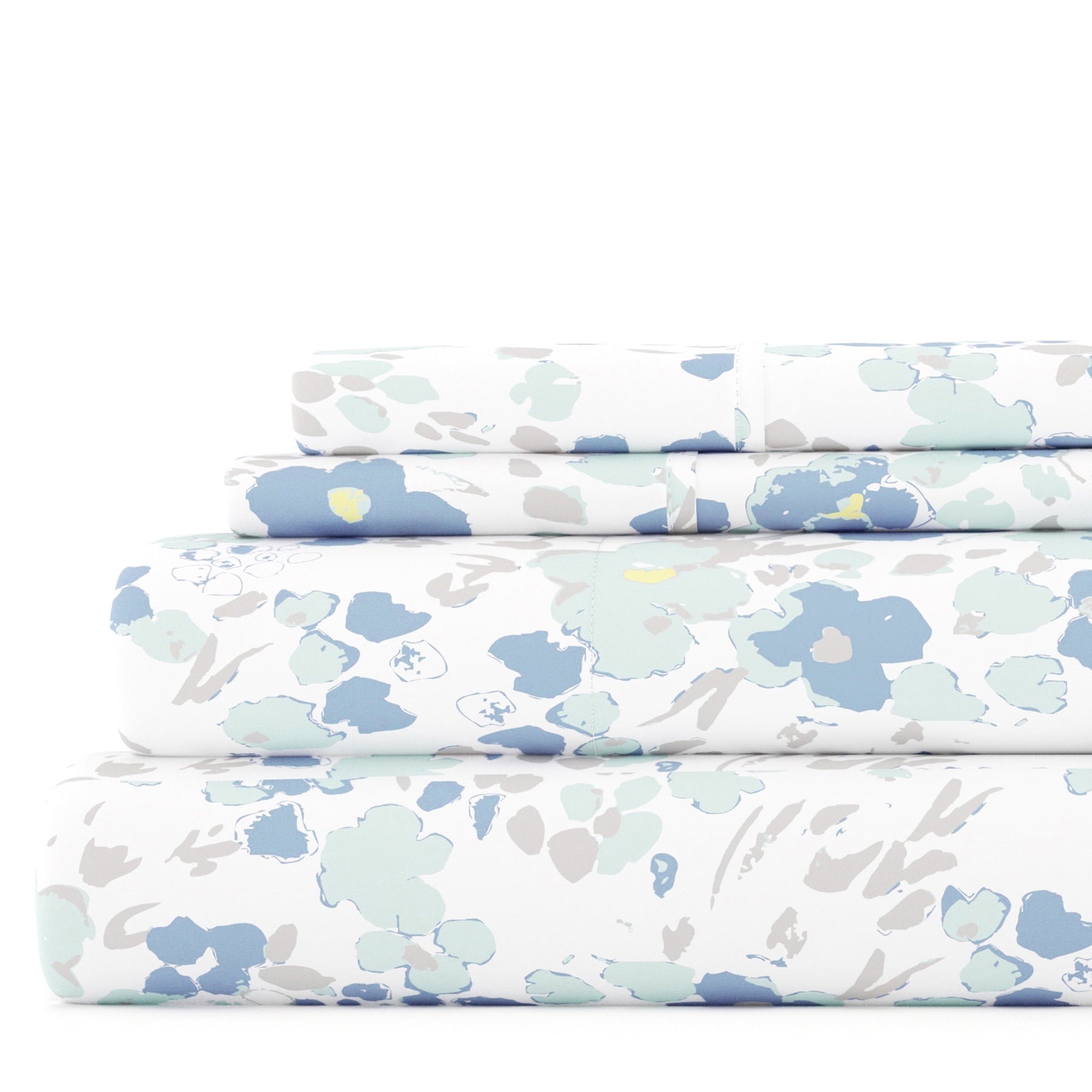 Cooling Sateen 4 Piece Pattern Microfiber Bed Sheets Set, Light Blue Violets, Full - Cooling Hotel Quality Bedding Sheets and Pillowcases - Default Title