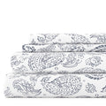 Wrinkle-Resistant 4 Piece Pattern Microfiber Bed Sheets Set, Navy Coarse Paisley, Full - Luxury Bed Sheet Set with Deep Pockets - Default Title