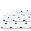 Premium Egyptian Cotton 4 Piece Pattern Microfiber Bed Sheets Set, Navy Dots, California King - Cooling Hotel Quality Bedding Sheets and Pillowcases - Default Title