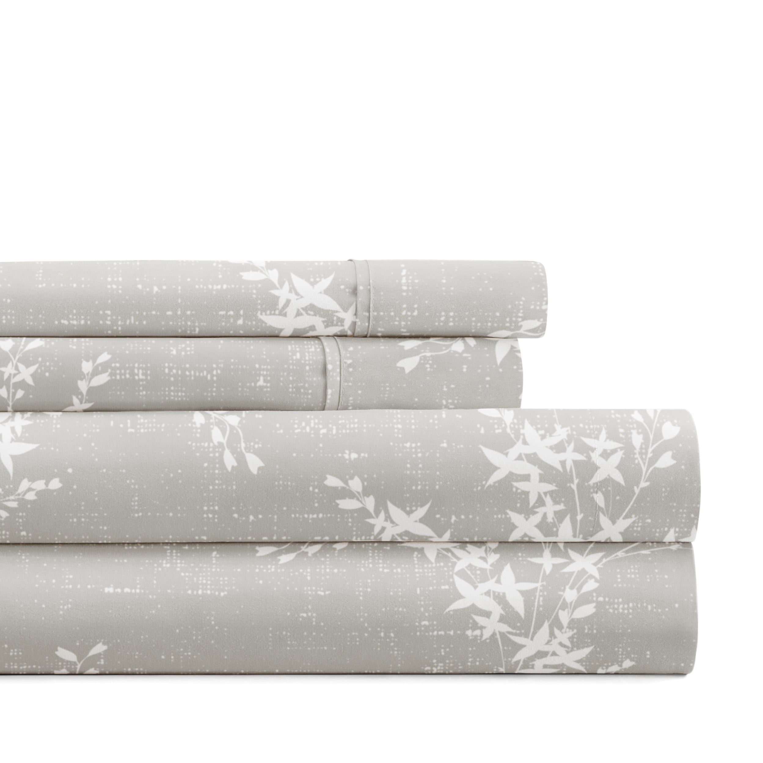 Breathable Luxury 3 Piece Pattern Microfiber Bed Sheets Set, Distressed Willow Light Gray, Twin - Cooling Hotel Quality Bedding Sheets and Pillowcases - Default Title