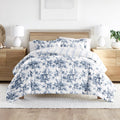 Hypoallergenic Cloud Down Alternative Cabbage Rose Stripe Stone Reversible Comforter Set - All-Season Down Alternative Comforter Insert - Default Title