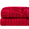 Lightweight Warm 100% Cotton Cable Knit Throw, Super Soft Warm Knitted Blanket Home Decor, 51"x67", Red - Lightweight Plush Warm Blanket for All Seasons - Default Title
