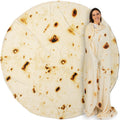 Reversible Sherpa Burrito Tortilla Blanket, Double Sided Taco Flour Wrap Novelty Throw for Adult Kid Teen, Realistic Food Blanket, Funn... - Cozy Fleece Throw Blanket for Couch & Bed - Default Title