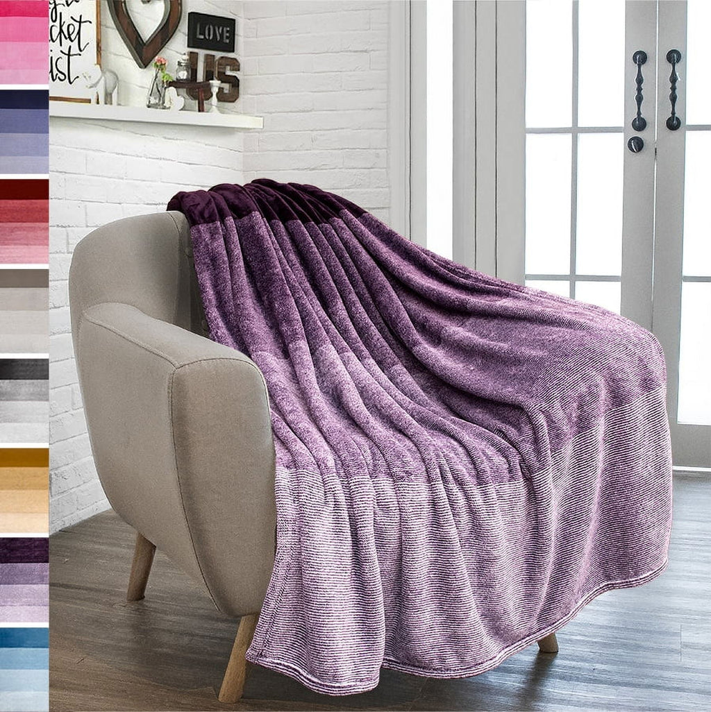 Super Soft Flannel Flannel Fleece Ombre Throw Blanket for Couch | Super Soft Cozy Microfiber Couch Blanket | Gradient Decorative Accent ... - Luxury Knitted Decorative Throw Blanket with Fringes - Default Title