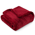 Cozy Fleece Maroon Red Throw Blanket for Couch, Twin Bed, Soft Fleece Throws for Sofa Chair, Fuzzy Waffle Textured Blanket, Cozy ... - Super Soft Reversible Sherpa Flannel Blanket - Default Title