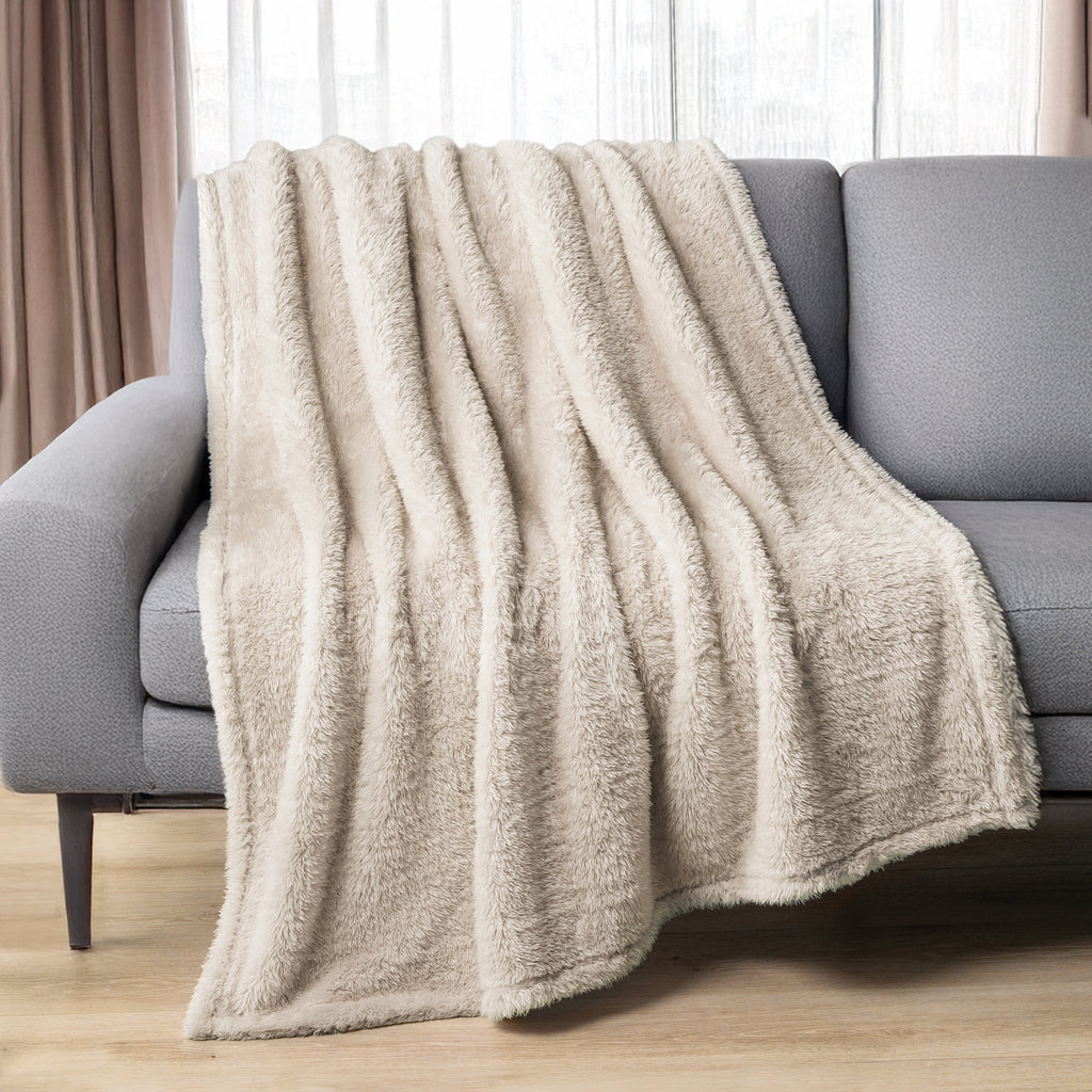 Decorative Knitted Sherpa Throw Blanket For Couch Sofa, Cream Beige Fluffy Warm Plush Blanket for Bed, Cozy Super Soft Lightweight Throw... - Cozy Fleece Throw Blanket for Couch & Bed - Default Title