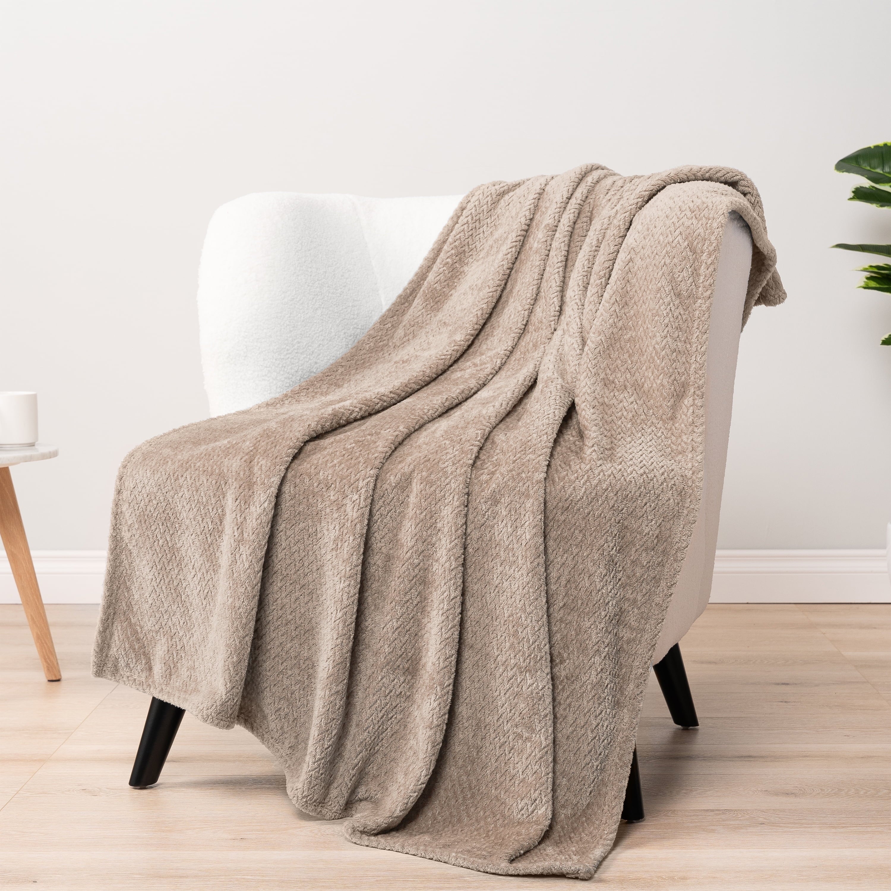 Lightweight Warm Soft Fleece Taupe Tan Throw Blanket for Couch, Lightweight Plush Warm Blankets for Bed, Fuzzy Cozy Flannel Blanket Th... - Luxury Knitted Decorative Throw Blanket with Fringes - Default Title
