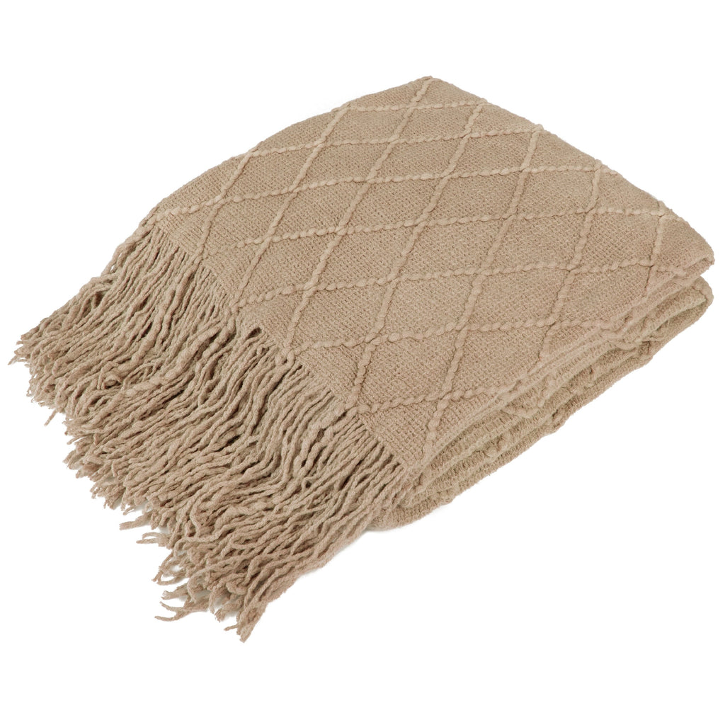 Reversible Sherpa Tan Taupe Knit Throw Blanket for Couch Bed, Soft Knitted Farmhouse Sofa Throw for Living Room, Lightweight Decorative... - Cozy Fleece Throw Blanket for Couch & Bed - Default Title
