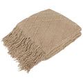 Reversible Sherpa Tan Taupe Knit Throw Blanket for Couch Bed, Soft Knitted Farmhouse Sofa Throw for Living Room, Lightweight Decorative... - Cozy Fleece Throw Blanket for Couch & Bed - Default Title