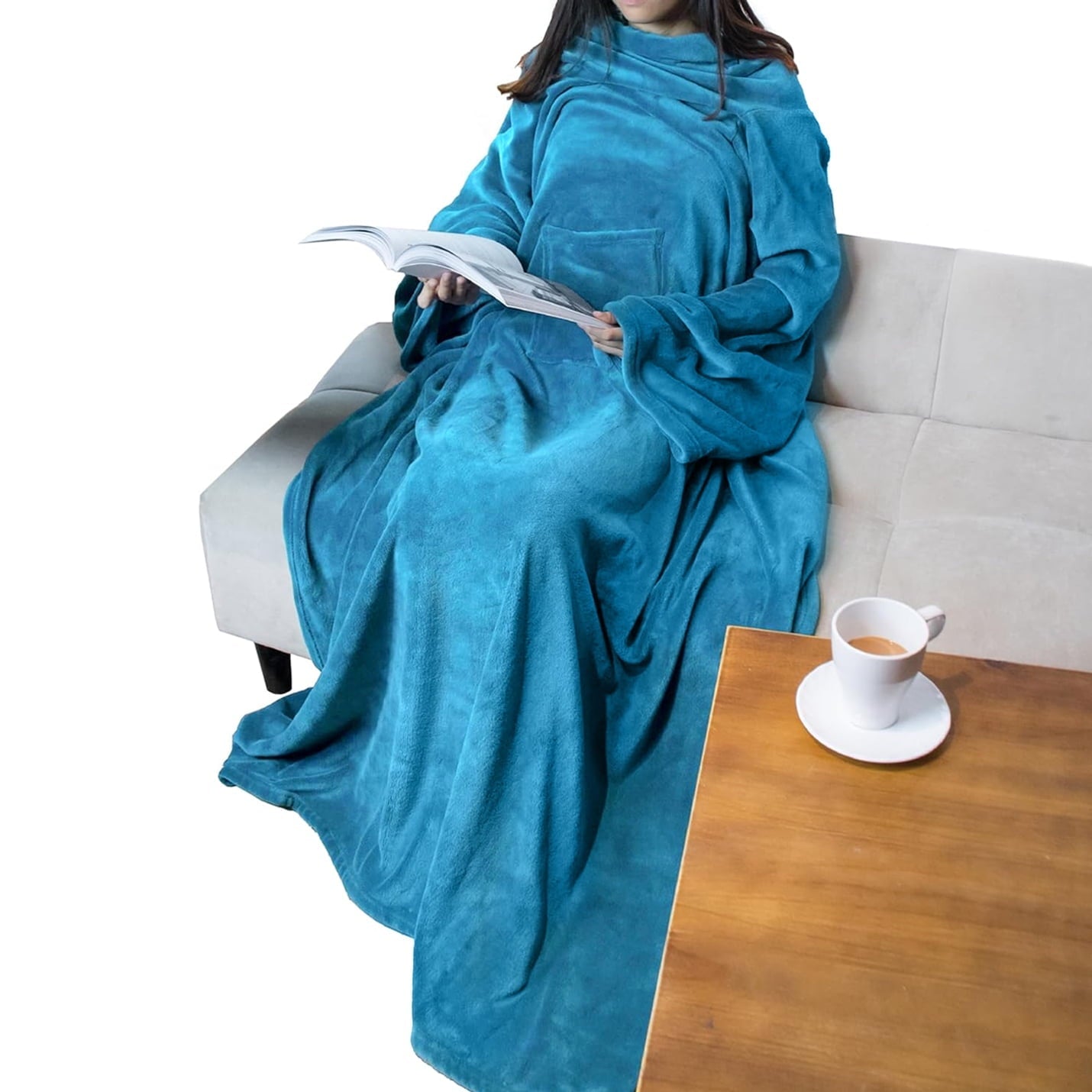 Lightweight Warm Wearable Blanket with Sleeves for Adult Women Men, Cozy Fleece Warm Wrap Throw Blanket with Arms, Pocket, Gifts for C... - Lightweight Plush Warm Blanket for All Seasons - Default Title