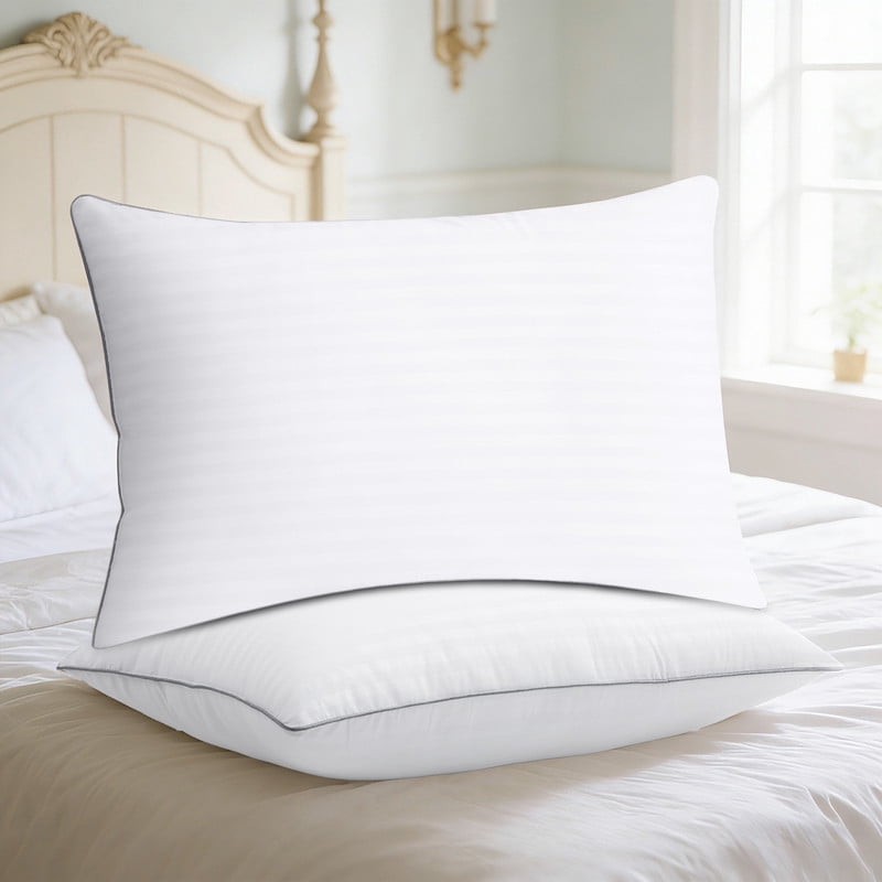 Hotel Collection Pillows Queen Size Set of 2, Bed Pillows for Side, Back and Stomach Sleepers, Super Soft Down Alternative Filling, Lu... - Decorative Throw Pillow Cushion for Sofa & Bed - Default Title
