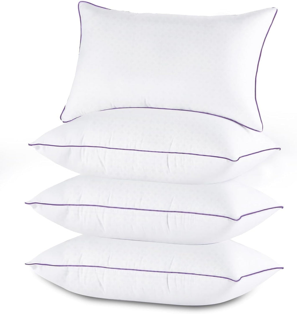 Orthopedic Support Set of 4, Cooling and Supportive Bed with Super Soft Down Alternative Fill, Luxury Fluffy Hotel Quality for Side, Bac... - Hotel Quality Plush Sleeping Pillows - Default Title