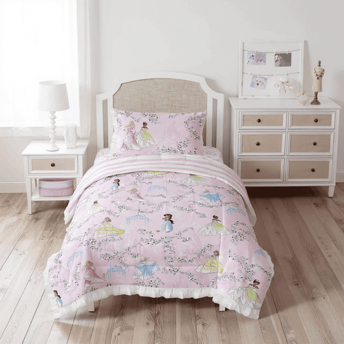 All-Season Princess Floral Gardens 2-Piece Twin/Full Reversible Comforter Set, Polyester Microfiber, Pink & White - Luxurious Quilted Duvet Cover Set - Default Title