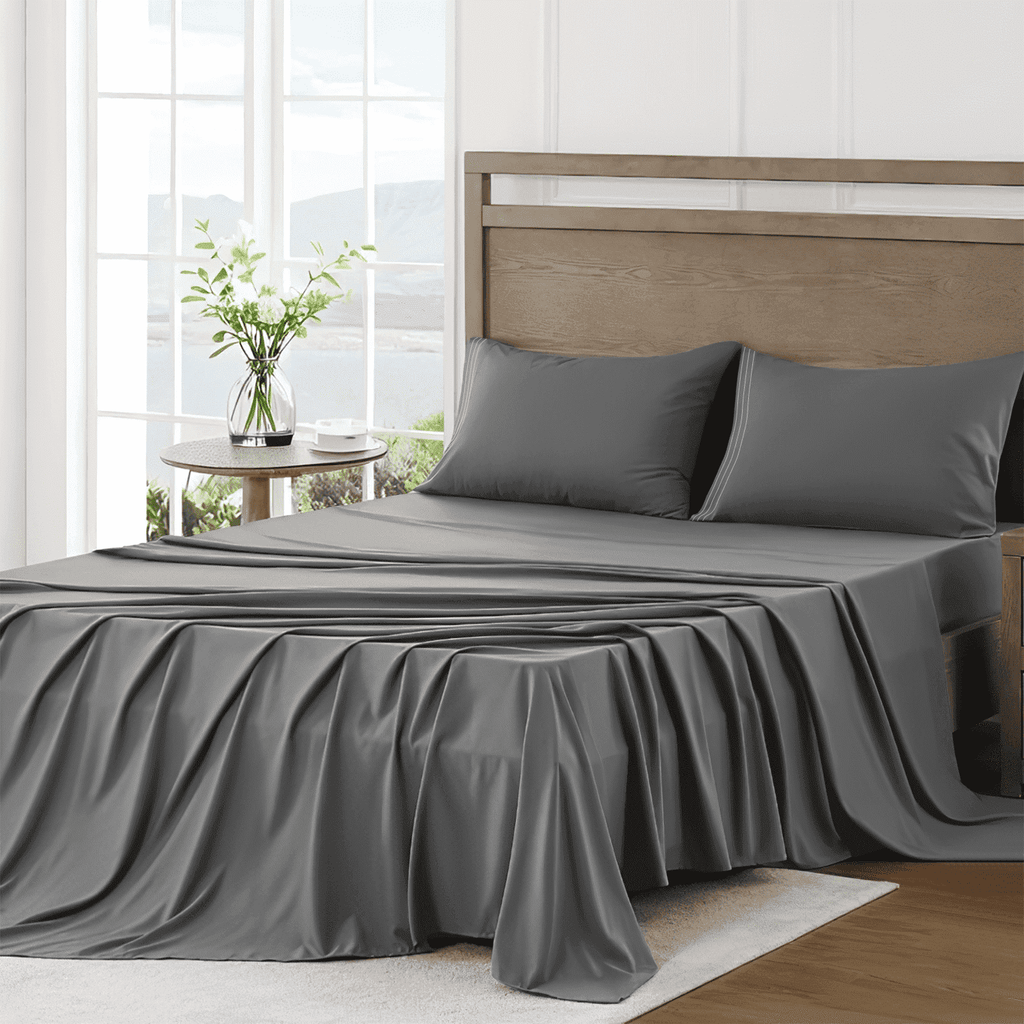 Breathable Luxury 4 Piece Bed Sheet Set, Queen Size Upgraded Cooling Deep Pocket Comfy Breathable Hotel Luxury Bedding, Extra Soft Wrin... - Cooling Hotel Quality Bedding Sheets and Pillowcases - Default Title
