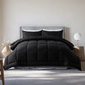 Heavyweight Warmth Queen Size 3-Piece All-Season Down Alternative Comforter Set Deep Black (Comforter and Pillowcase Bedding Set / bed i... - All-Season Down Alternative Comforter Insert - Default Title