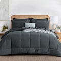 All-Season 7 Pieces Comforter Set with Sheets - Bed in a Bag with Comforter and All Season Sheets, Pillowcases,Dark Gray,Queen - Cloud-Like Soft Lightweight Bed Comforter - Default Title