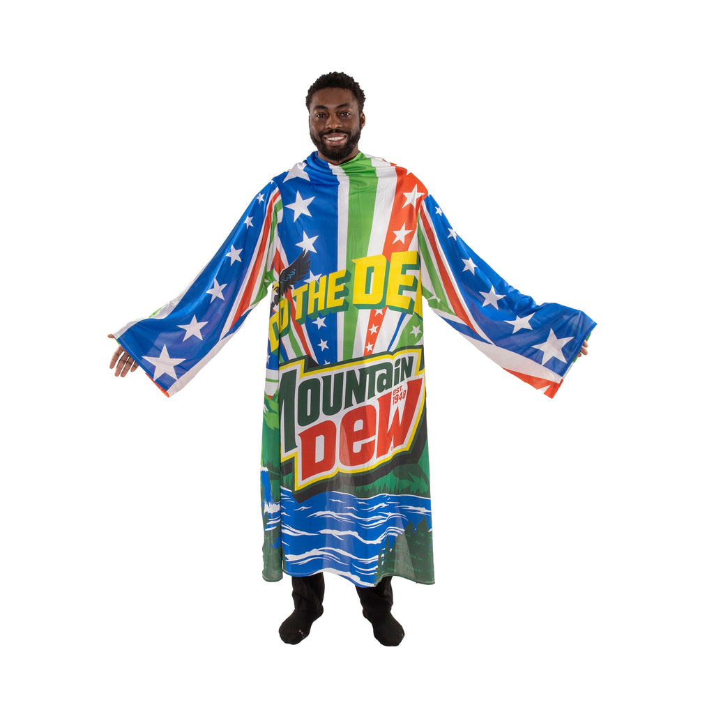 Cozy Fleece Chill Wearable Blanket with Sleeves in Cool Touch Fabric, Mountain Dew Red White & Dew Americana - Lightweight Plush Warm Blanket for All Seasons - Default Title