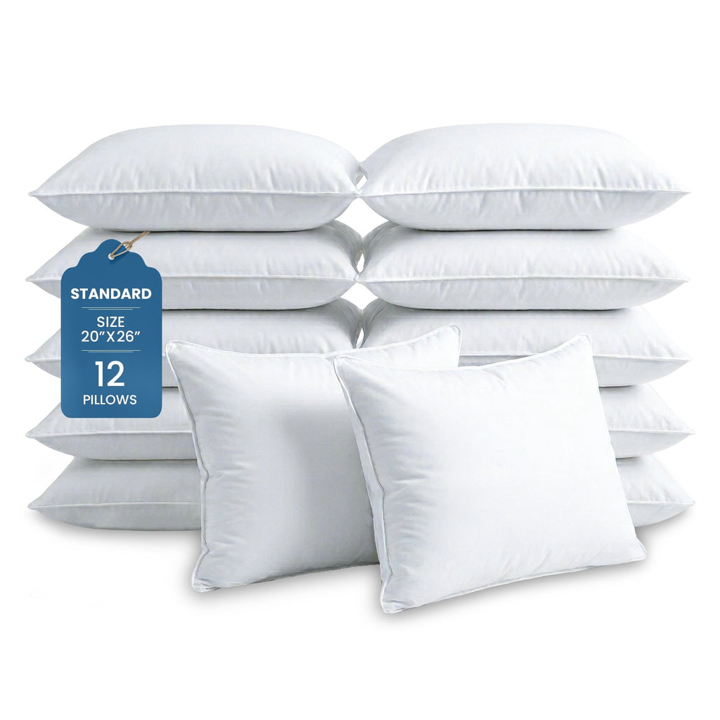 Ergonomic Memory Foam Ryotei Economy Bulk Hotel Pillows 20"x26" Standard (Pack of 12) | Premium Cluster Fiber Fill | Soft Down Alternative ... - Decorative Throw Pillow Cushion for Sofa & Bed - Default Title