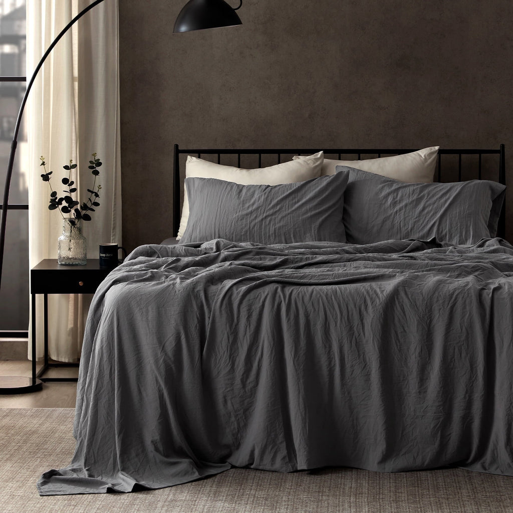 Wrinkle-Resistant Bed Sheets - Full Size Bed Sheets - Washed Microfiber - 4 Piece Hotel Luxury Bedding Sheets with Fitted Sheet, Flat S... - Cooling Hotel Quality Bedding Sheets and Pillowcases - Default Title